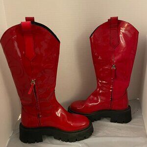 Feners Red Patent Leather Women's Boots